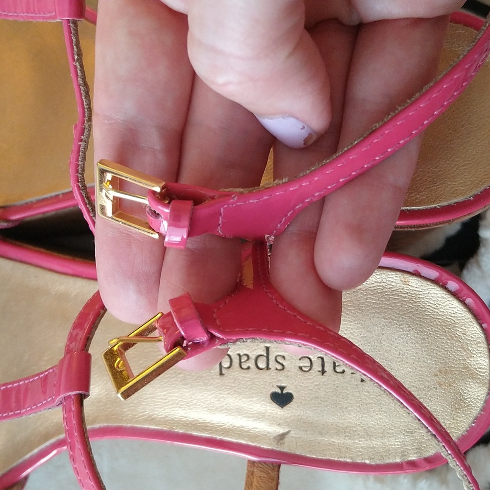 Kate Spade Theodora Cork Wedge Platform Ankle Strap Pink Sandals - Picture 15 of 16